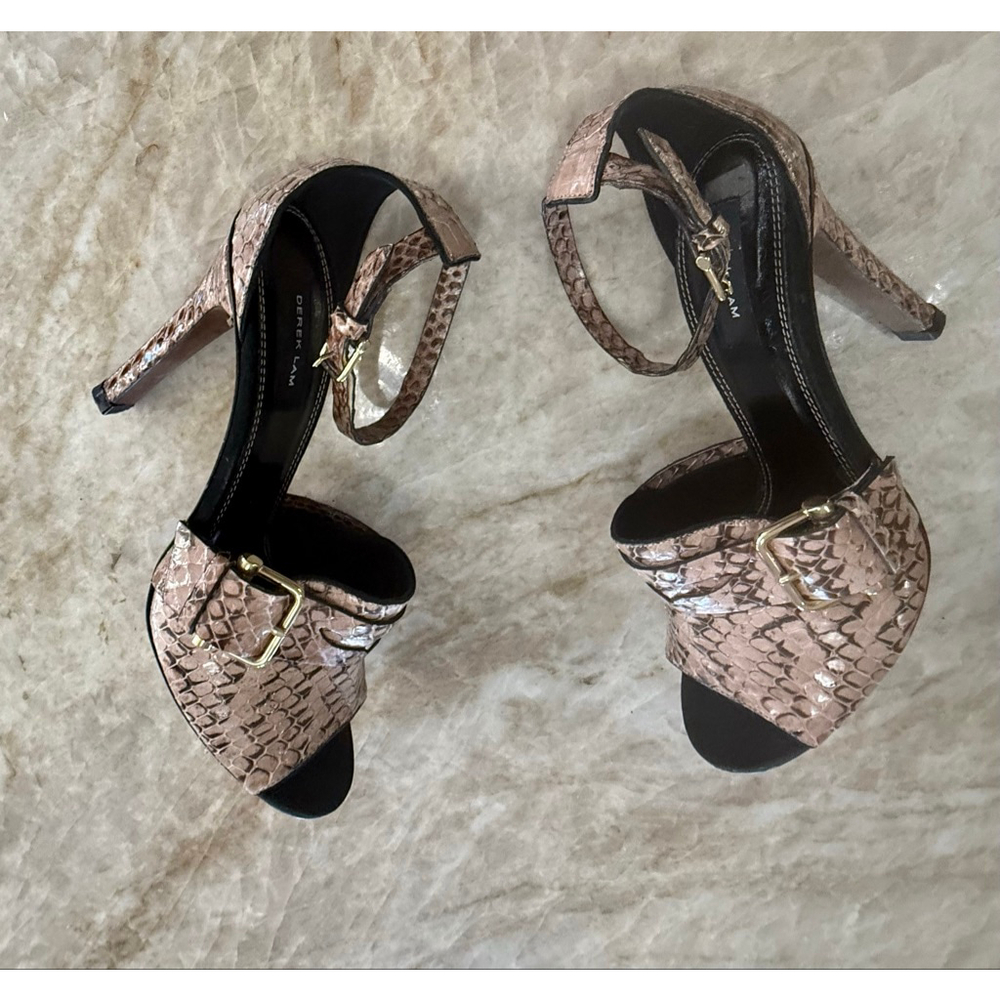 Derek Lam Beige Peach Python Print Heels Size 9, … - image 6